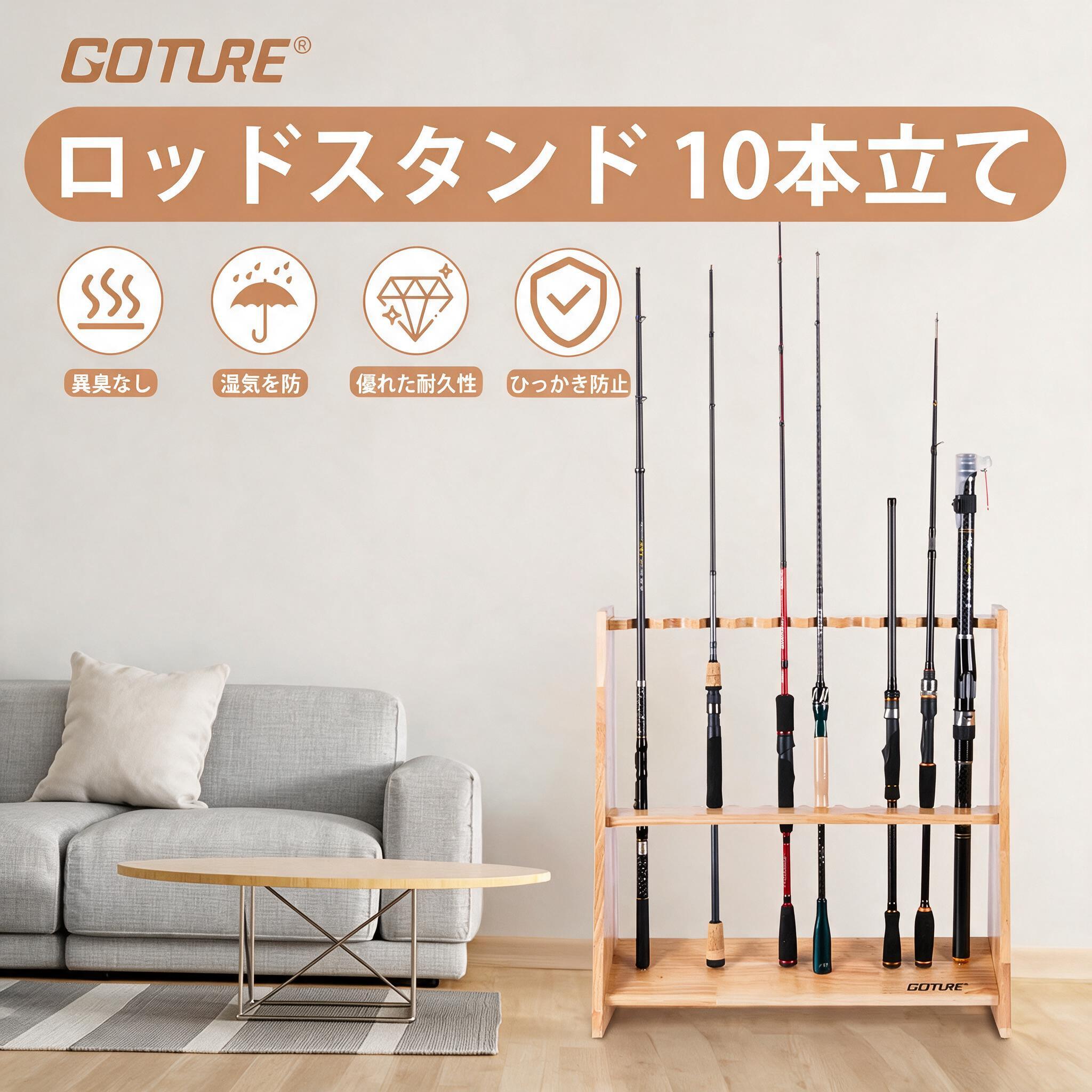 Fishing Rod Rack - Goture Wooden Fishing Rod Holders for