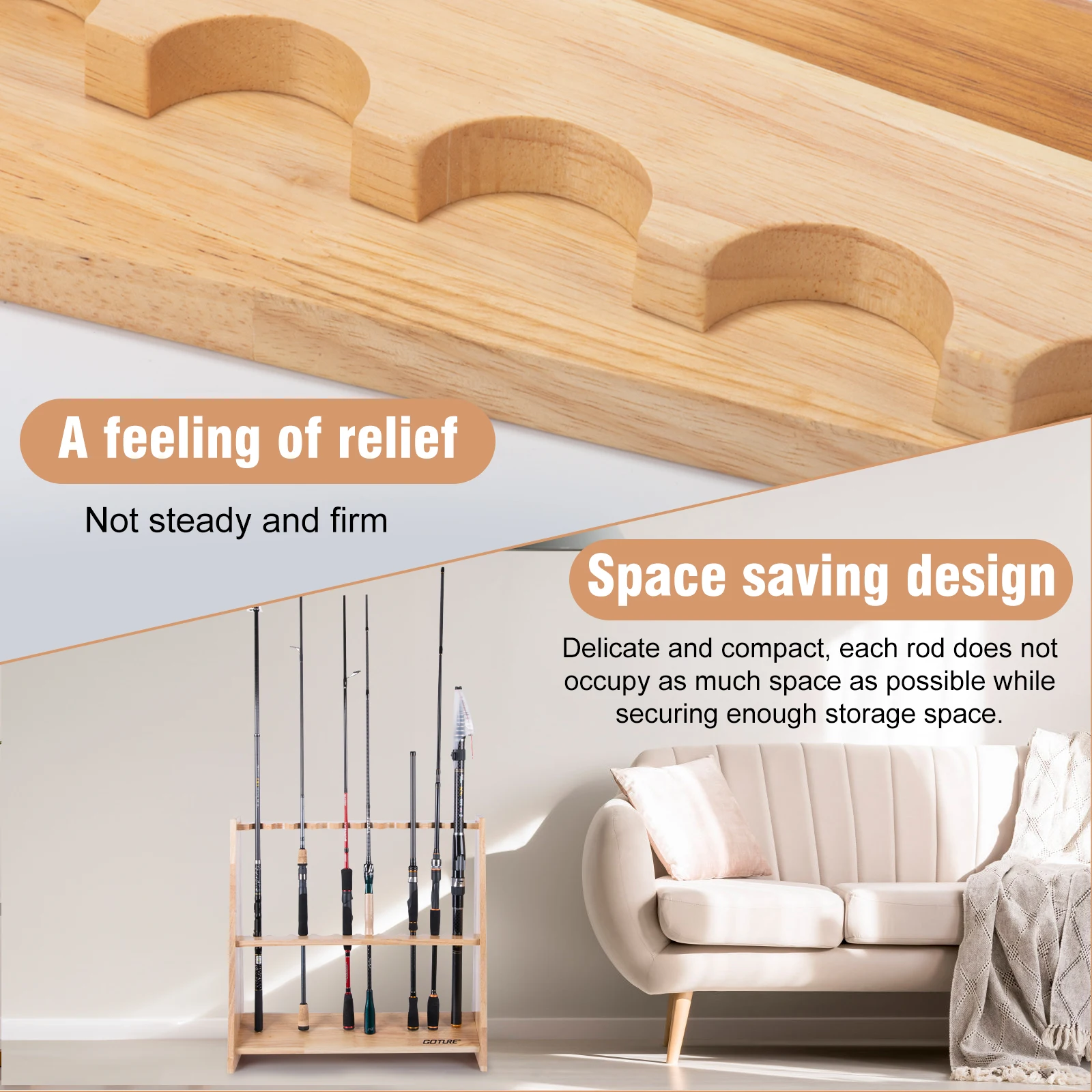 Goture Wooden Fishing Rod Hold - Fishing Rod Rack 评论和价格